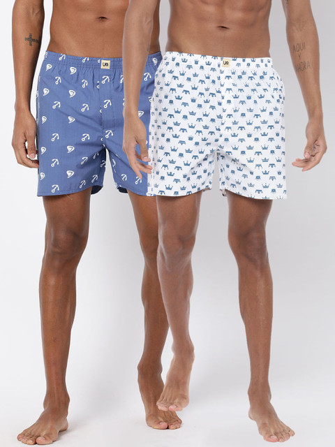 

Urban Dog Mens Pack of 2 Printed Boxers UDBX99_UDBX106, Blue