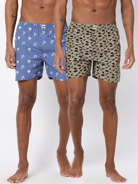 

Urban Dog Mens Pack of 2 Printed Boxers UDBX99_UDBX109, Blue
