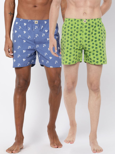 

Urban Dog Mens Pack of 2 Printed Boxers UDBX99_UDBX103, Blue