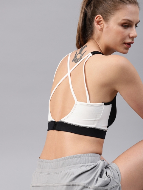 

HRX by Hrithik Roshan Black Colourblocked Non-Wired Heavily Padded Sports Bra HRX-AW18