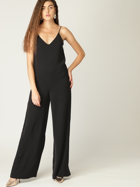 

MANGO Women Black Solid Basic Jumpsuit