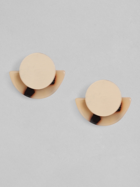 

MANGO Gold-Toned & Beige Crescent Shaped Oversized Studs
