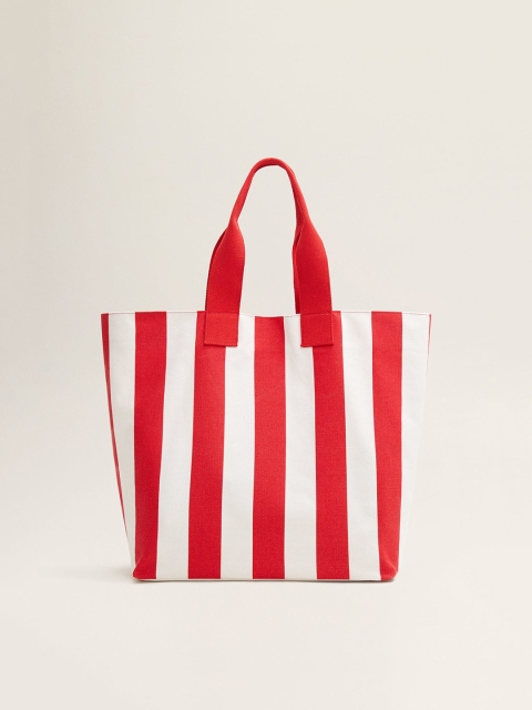 

MANGO Red & White Striped Tote Bag