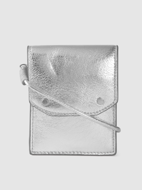 

MANGO Women Silver-Toned Solid Sling Bag