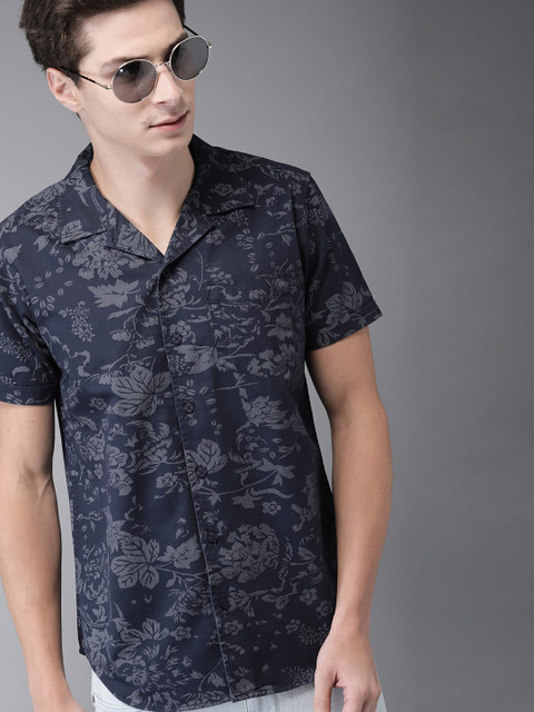 

Moda Rapido Men Navy Blue Slim Fit Printed Casual Shirt