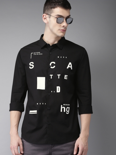 

Moda Rapido Men Black Printed Slim Fit Casual Shirt