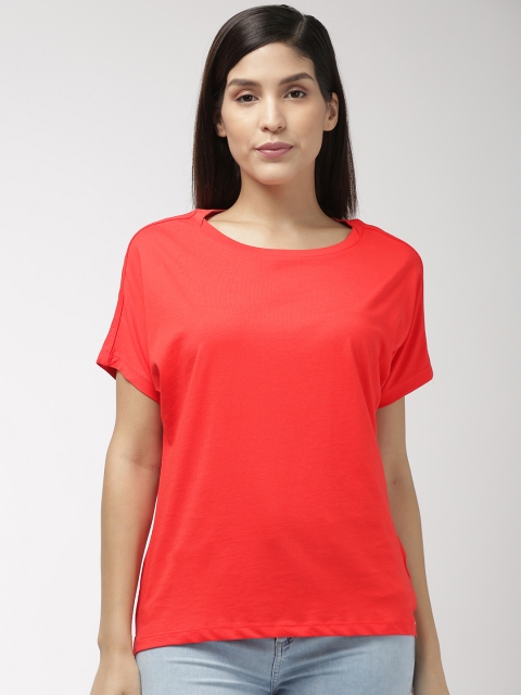 

GAS Women Red Solid Round Neck T-shirt