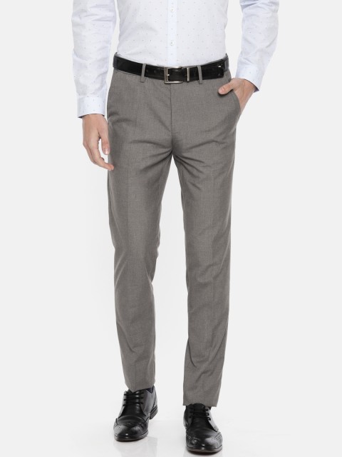 

Peter England Men Grey Slim Fit Solid Formal Trousers