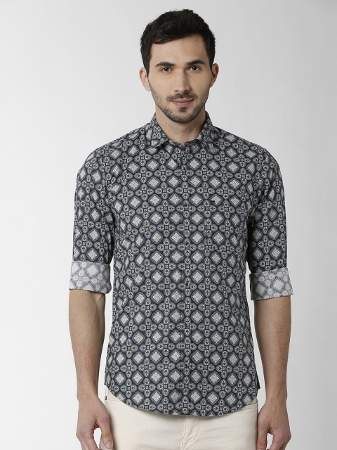 

Peter England Casuals Men Grey Slim Fit Printed Casual Shirt