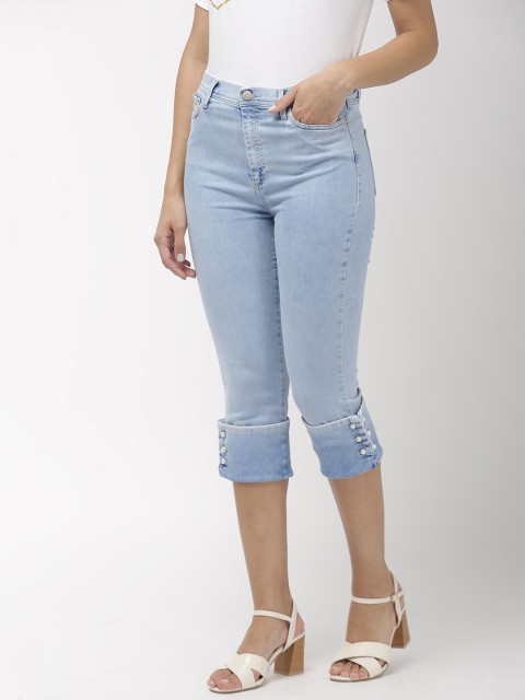 

GAS Women Blue Soraia Skinny Fit Mid-Rise Clean Look Stretchable Cropped Jeans