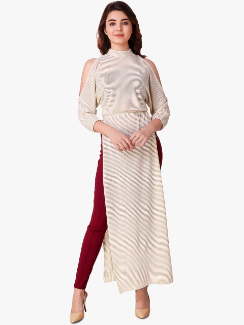 

Texco Cream-Coloured Striped Tunic
