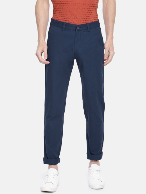 

Peter England Casuals Men Navy Blue Super Slim Fit Solid Chinos