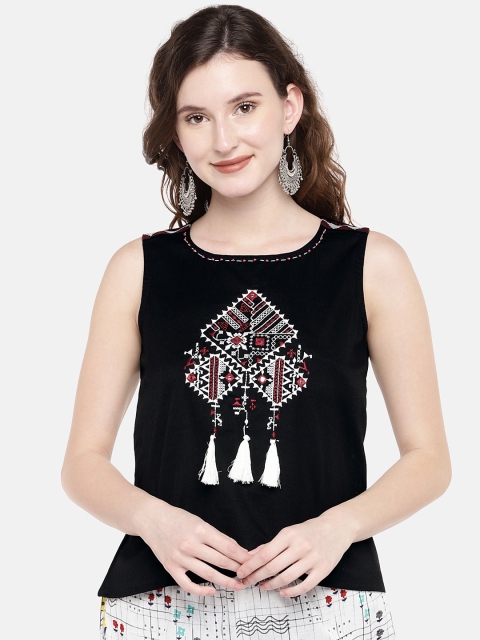 

Ethnicity Women Black Self Design Top