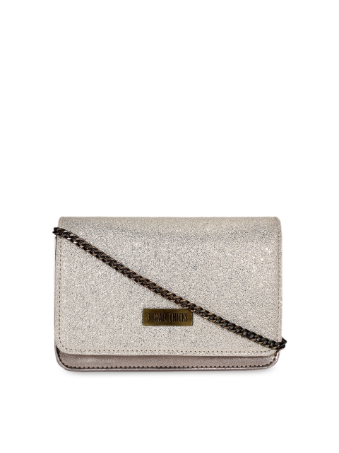

3 Mad Chicks Silver-Toned Embellished Sling Bag