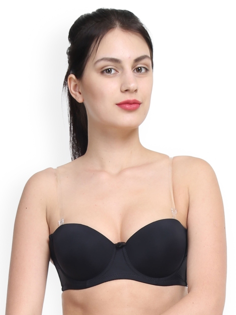 

Quttos Black Solid Underwired Lightly Padded Push-Up Bra QT-1BR20189