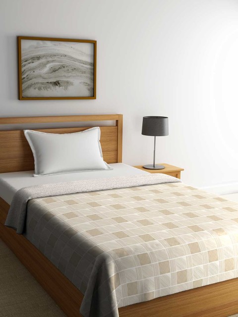 

Portico New York Beige Geometric AC Room 120 GSM Single Bed Dohar
