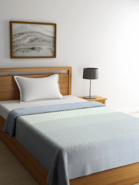 

Portico New York Off-White & Blue Abstract AC Room 120 GSM Single Bed Dohar