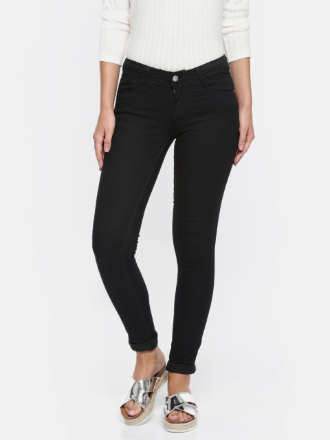 

Kraus Jeans Women K3006 Black Skinny Fit Mid-Rise Clean Look Stretchable Jeans