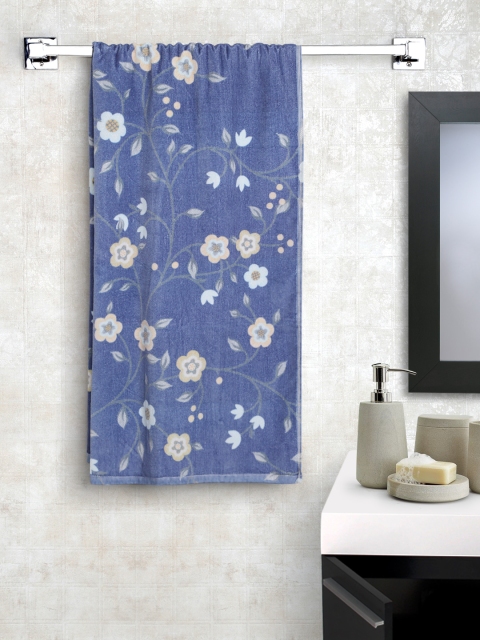 

SPACES Unisex Blue Printed Cotton 380 GSM Bath Towel