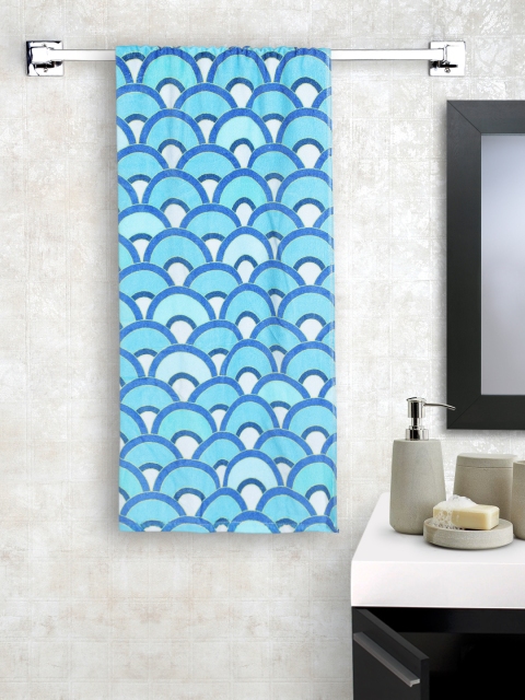 

SPACES Unisex Turquoise Blue Printed 380 GSM Cotton Bath Towel