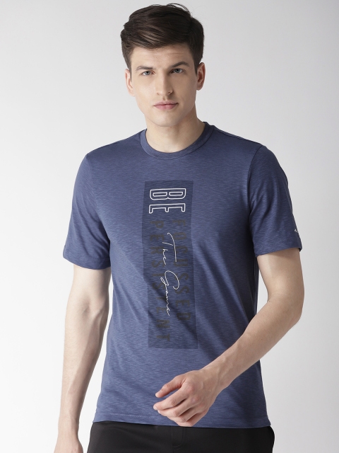 

Alcis Men Blue Printed Round Neck Slim Fit Badminton T-shirt