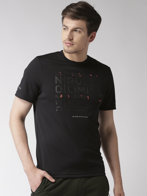 

Alcis Men Black Printed Round Neck Training T-shirt
