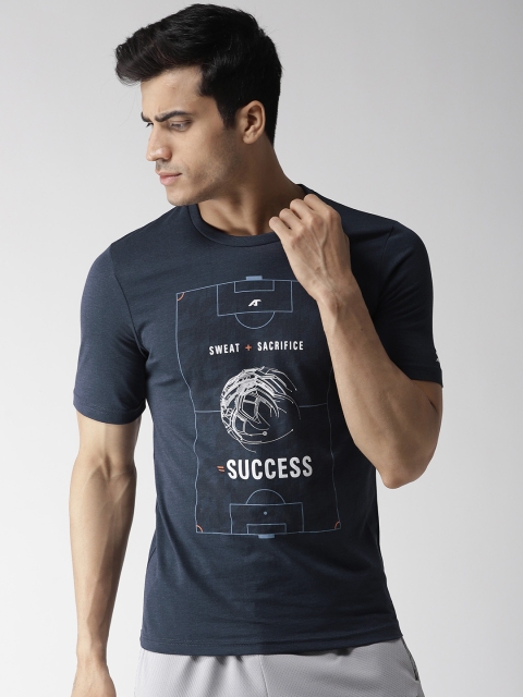 

Alcis Men Navy Blue & White Printed Round Neck T-shirt