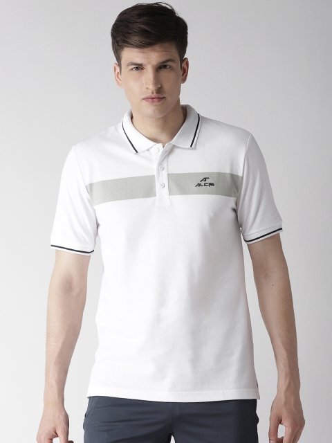 

Alcis Men White Solid Polo Collar T-shirt