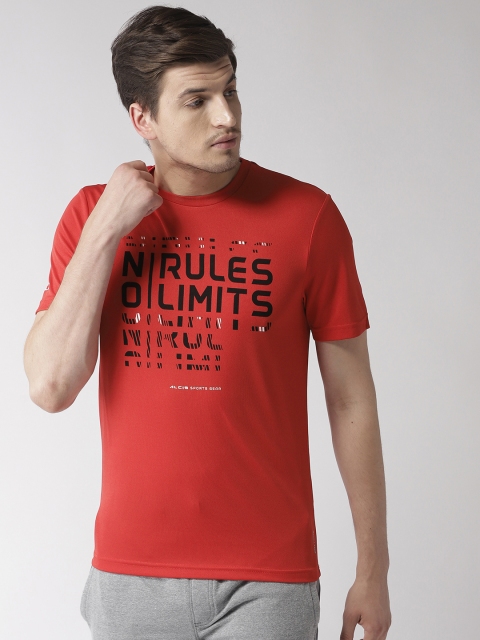 

Alcis Men Red Printed Round Neck T-shirt
