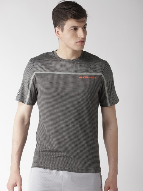 

Alcis Men Grey Self Design Round Neck T-shirt