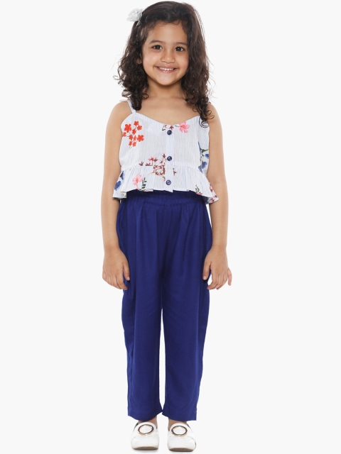 

LilPicks Girls Blue Printed Top with Trousers