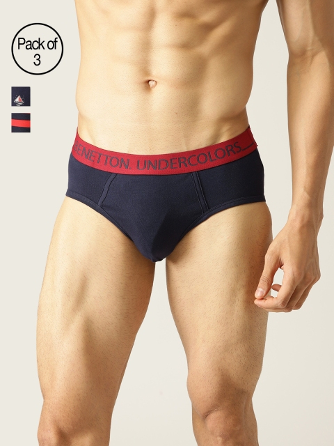 

Undercolors of Benetton Men Pack Of 3 Basic Briefs 19P3P80VP40DI901, Navy blue