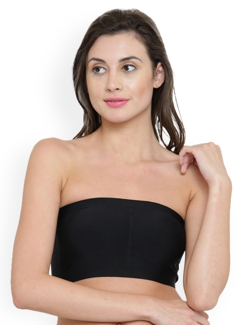 

Quttos Black Solid Non-Wired Lightly Padded Bandeau Bra QT-1-SB-5094