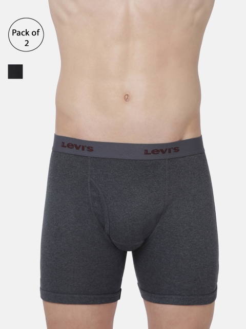 

Levis Men Pack of 2 Charcoal Grey & Black Solid Pure Cotton Trunks BB-100CA 001-170