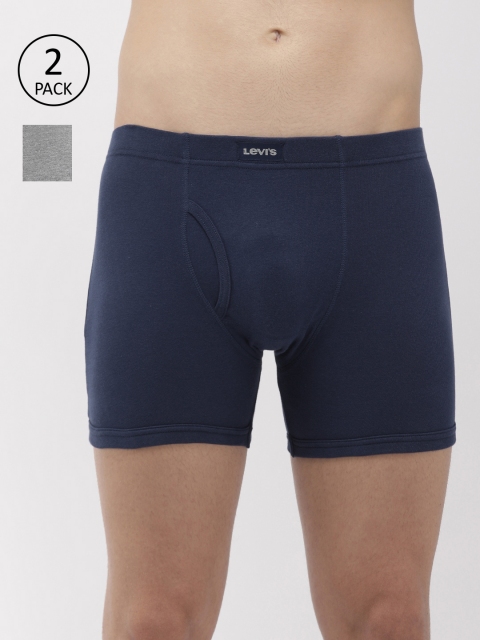 

Levis Men Pack of 2 Grey Melange & Navy Blue Solid Trunks BB-100CA-2PK-STYLE-010-322