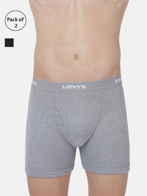 

Levis Men Pack of 2 Grey Melange & Black Solid Pure Cotton Trunks BB-100CA 001-183