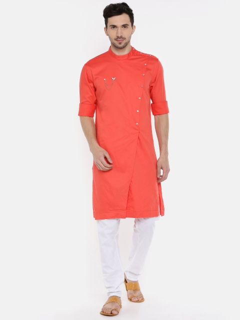 

Freehand Men Coral Pink Solid Straight Kurta