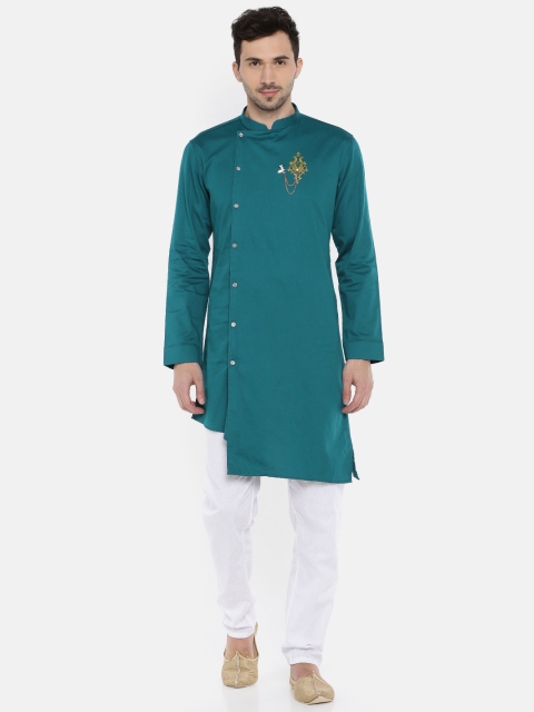 

Freehand Men Teal Green Solid Straight Kurta
