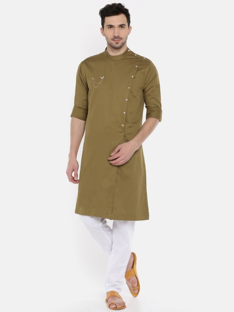 

Freehand Men Khaki Brown Solid Straight Kurta