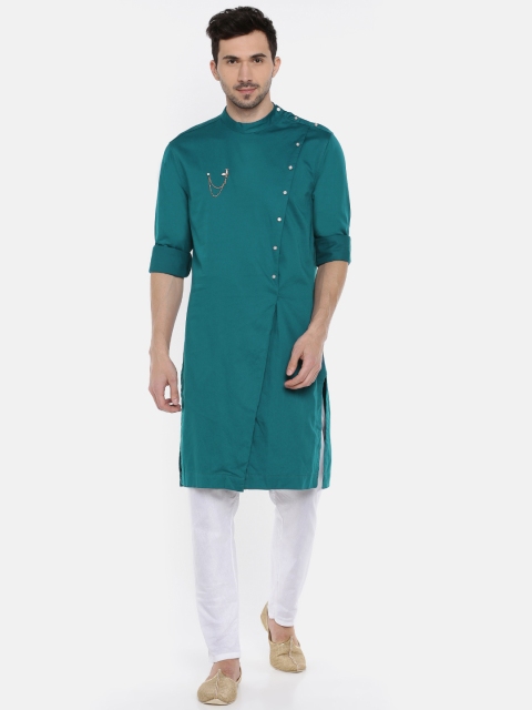 

Freehand Men Teal Blue Solid Straight Kurta