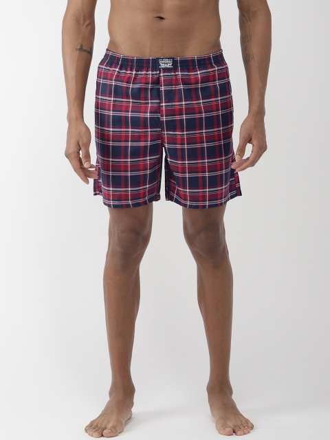 

Levis Men Red & Navy Blue Checked Pure Cotton Boxers BS-300LS-1PK-STYLE-024-675