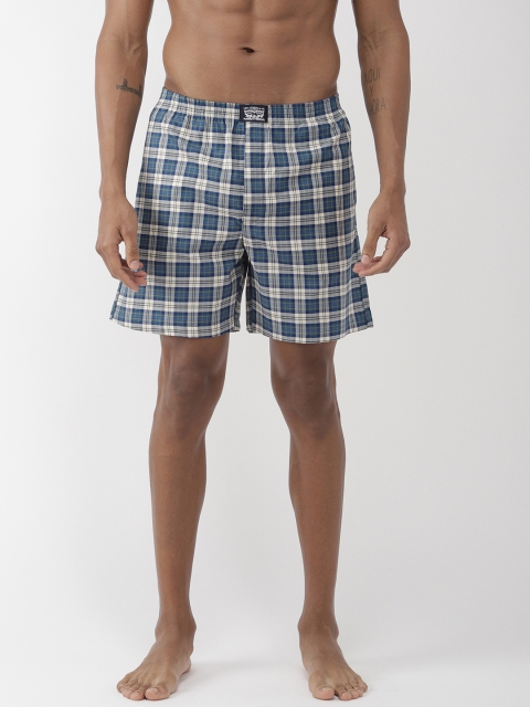 

Levis Men Navy Blue & White Checked Pure Cotton Boxers BS-300LS-1PK-STYLE-024-670
