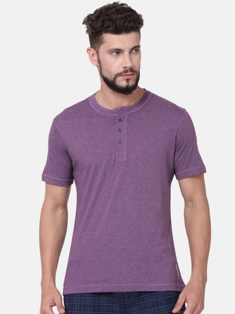 

Levis Men Purple Solid Pure Cotton Henley Neck Antimicrobial T-shirt