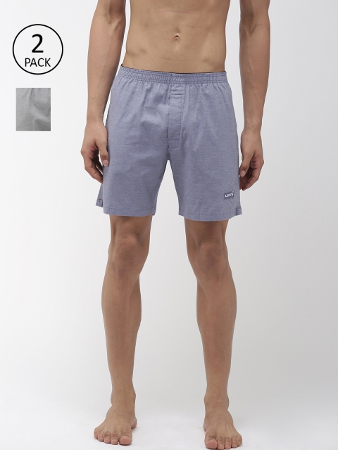 

Levis Pack of 2 Solid Pure Cotton Boxers BS-300LS-2PK-STYLE-028-511, Grey melange