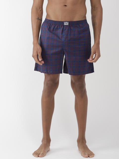 

Levis Men Navy Blue & Red Checked Pure Cotton Boxers BS-300LS-1PK-STYLE-024-662