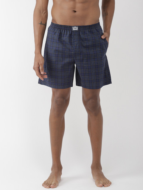 

Levis Men Navy Blue & Black Checked Pure Cotton Boxers BS-300LS-1PK-STYLE-024-679