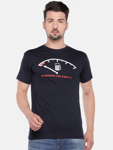 

Globus Men Navy Blue Printed Round Neck T-shirt