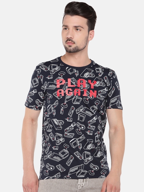 

Globus Men Black Printed Round Neck T-shirt