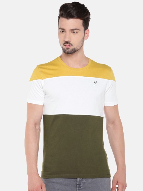 

Globus Men Olive Green Colourblocked Round Neck T-shirt