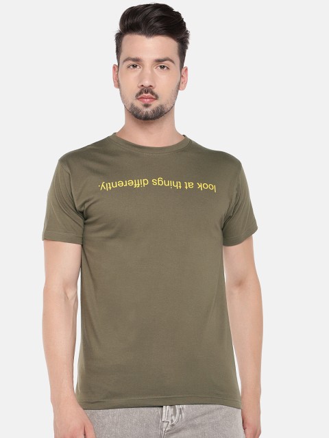 

Globus Men Olive Green Printed Round Neck T-shirt